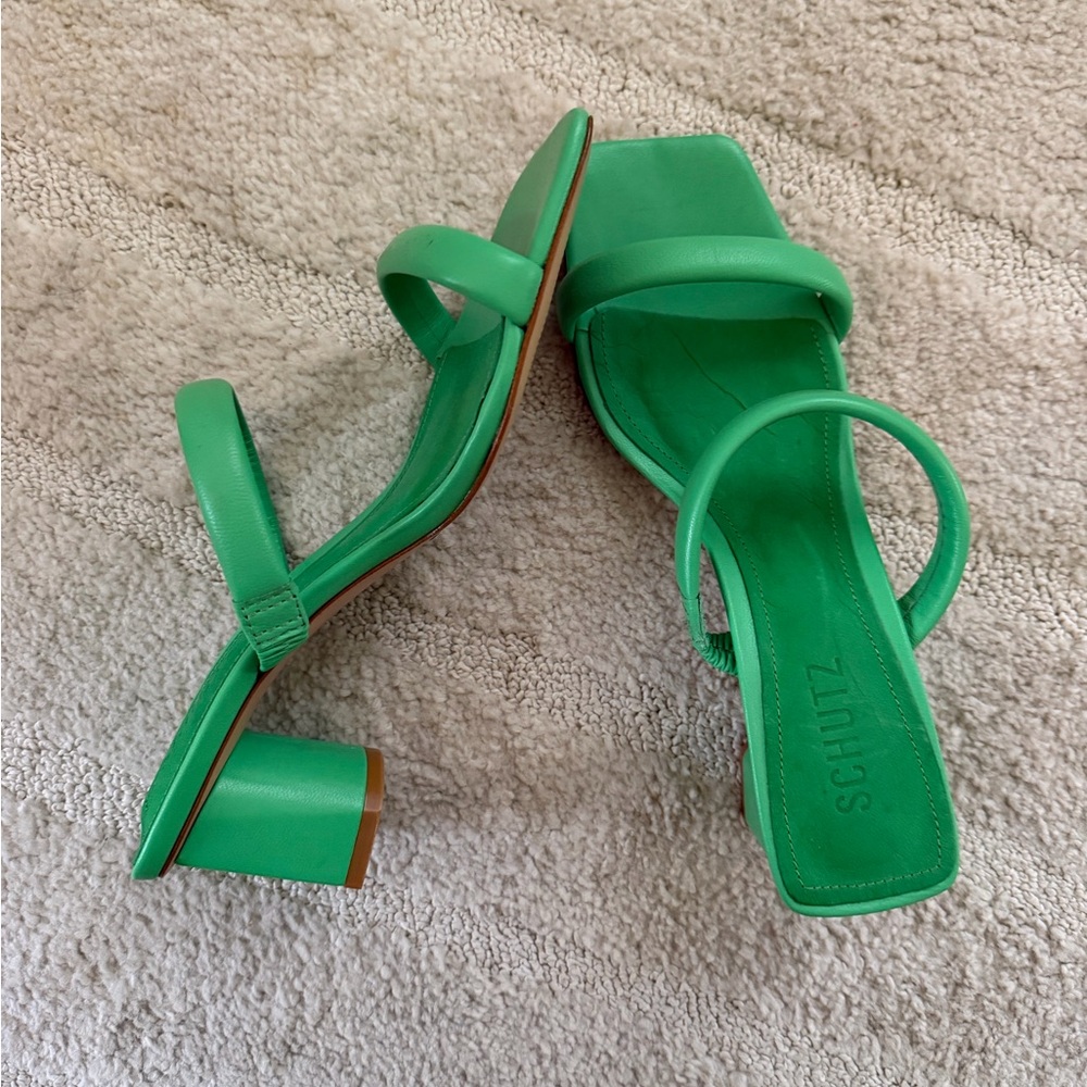 SCHUTZ Vibrant Green Heeled Sandals